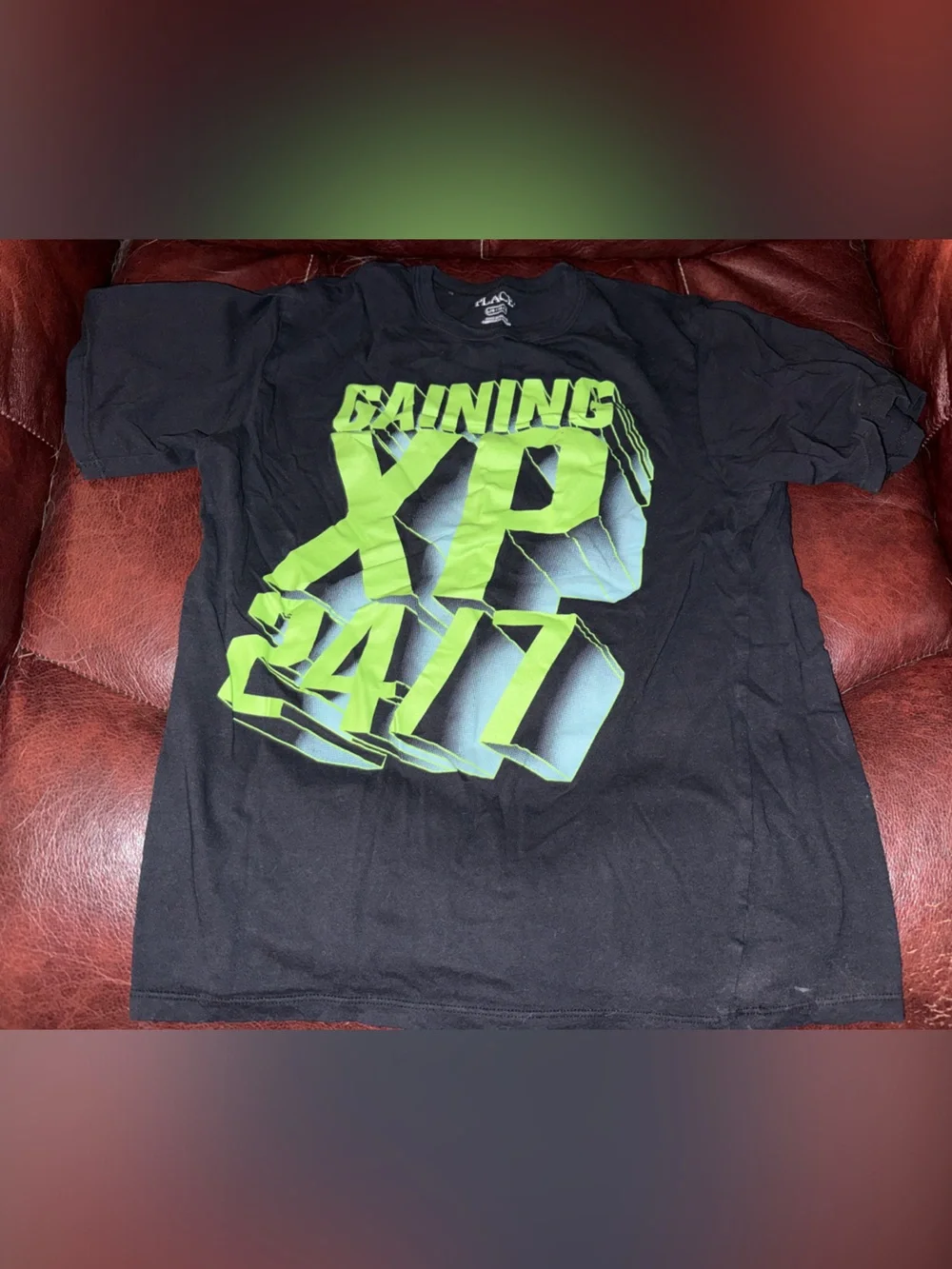 Kids Children’s Place Black Graphic Tee with Neon Green 3D-Style Logo